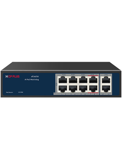 CPPLUS 8+2 PORT PoE SWITCH 10/100MBPS CP-ANW-HPU8H2-N12